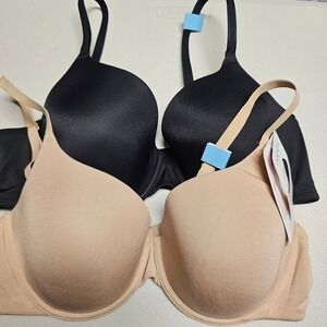 Jockey‎ Women 40C Underwire Bra Bundle 2pk Modal Microfiber T-Shirt Black Beige